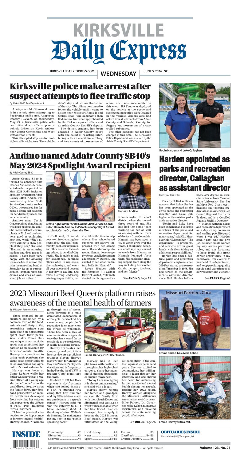 Wednesday june 5 2024 kirksville daily express